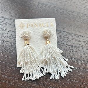 🤍Panacea White Beaded Tassel Earrings